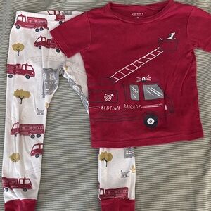 Carter's Red and White Fire Truck Pajama Set, toddler